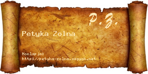 Petyka Zolna névjegykártya